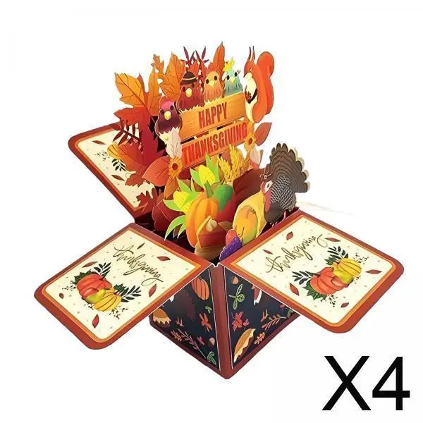 

3D Popup Thanksgiving Card with Envelope Autumn Blessing Greeting Card Gift for Family Friends Holiday Decor