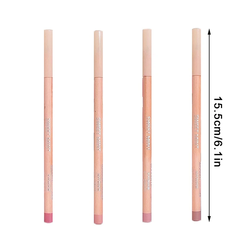 Delineador de labios mate de madera, lápiz labial sin contorno de Color, duradero, fácil de afilar, lápiz labial perfecto para contorno de labios