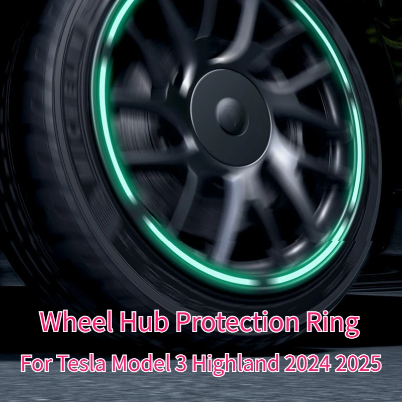 For Tesla Model 3 Highland 2024 2025 Wheel Hub Protection Ring Luminous Half Pack Hub Cap Cover Car Modification Accessories