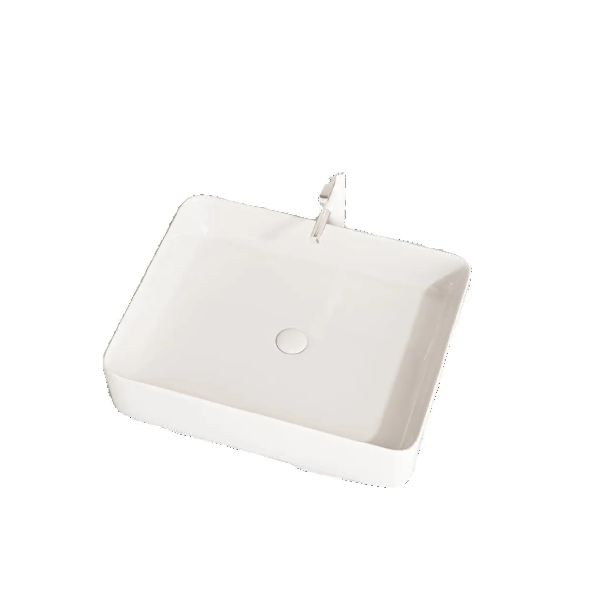 

Minimalist white basin,on top, square wash basin, ceramic bathroom, single basin, countertop small size.