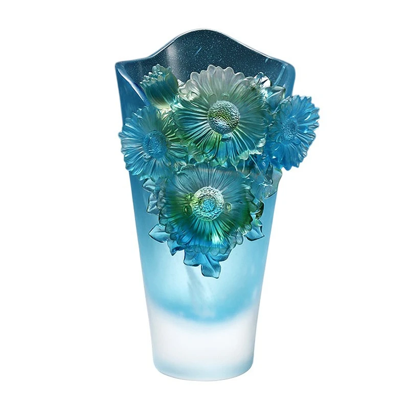 Glazed ornament vase, simple living room glass water raising insert colorful creative glazed sunflower vase