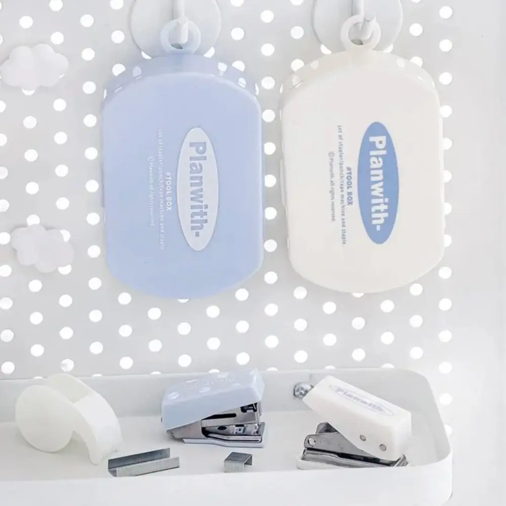 Korean Portable Mini Punch Stapler Kit DIY Crafts Handcraft Scrapbook Tools Set INS Punch Machine Kit Student