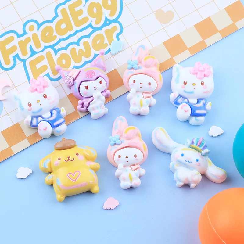 

10Pcs new laser Sanrion Hello Kitty Kuromo Melody DIY Handmade accessories Brooch Hairpin Jewelry Phone Shell Resin accessories