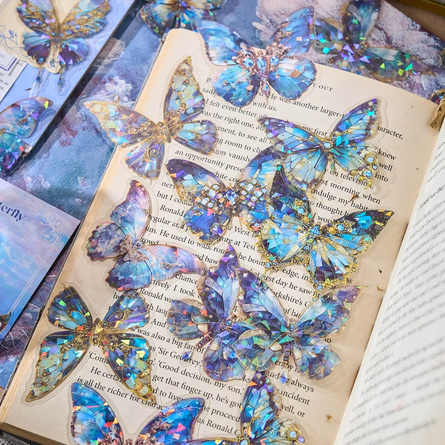 Горячее тиснение, бабочка, домашнее животное, лазерная водонепроницаемая наклейка, серия Dream Redemption, украшение для справочника, сделай сам, материал, наклейка