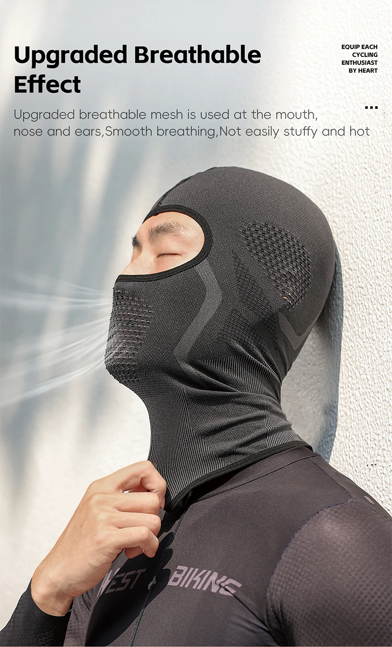 WEST BIKING Nahtlose Strick-Sturmhaube für Frühling und Herbst, atmungsaktive, winddichte Gesichtsmaske, UV-Schutz, Nackenwärmer für Radfahren und Motorradfahren – Detail 5