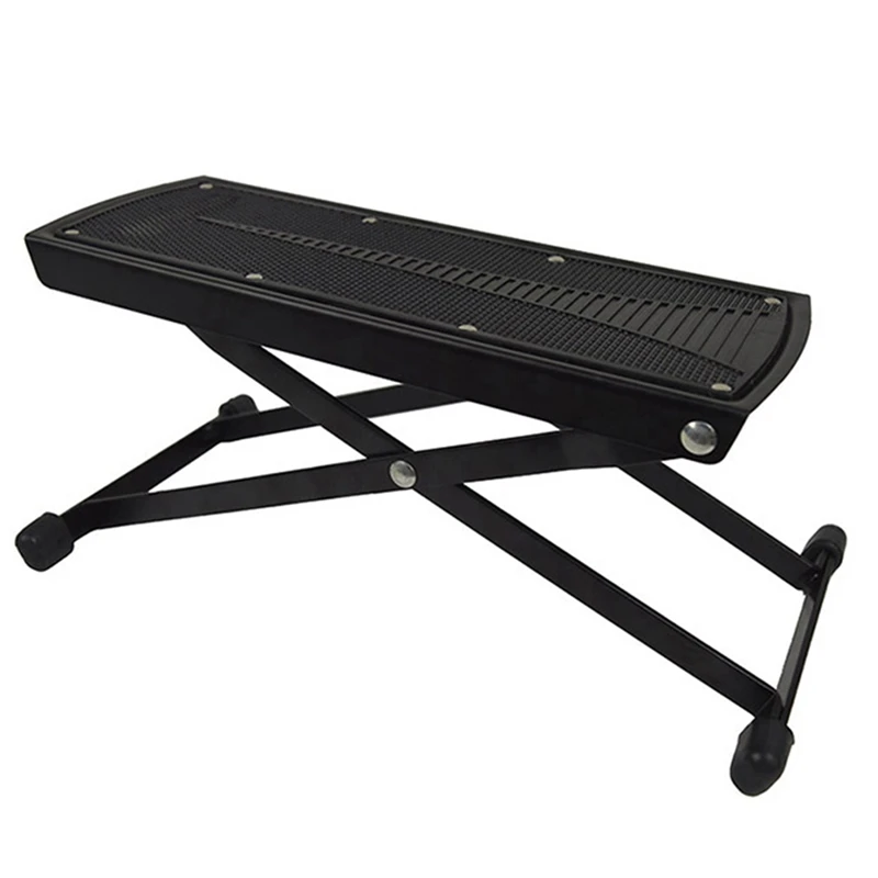 Guitar Pedal Metal Pedal Black Adjustable Height Non-Slip Pad Foldable Support Footstool Guitar Accessories