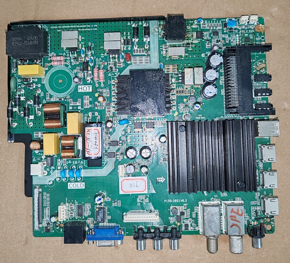

P150-2851V6.2 Physical photo of 4K wifi network TV motherboard for JPE 108--122.4v 580ma 122w 1.5G+8G