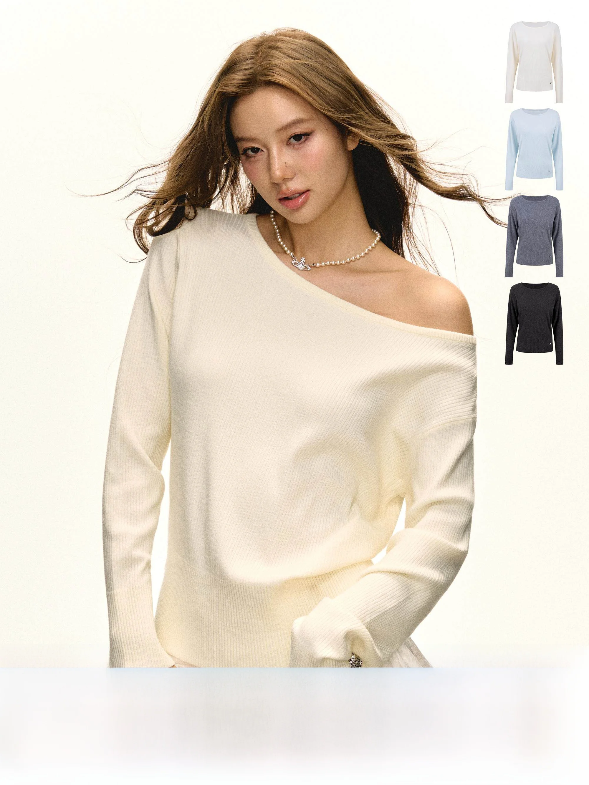 

Ariseism American Retro Diagonal oulder Long Sve Knitted Sweater Women Spring New Inner Wear Base irt Sweater Street S...