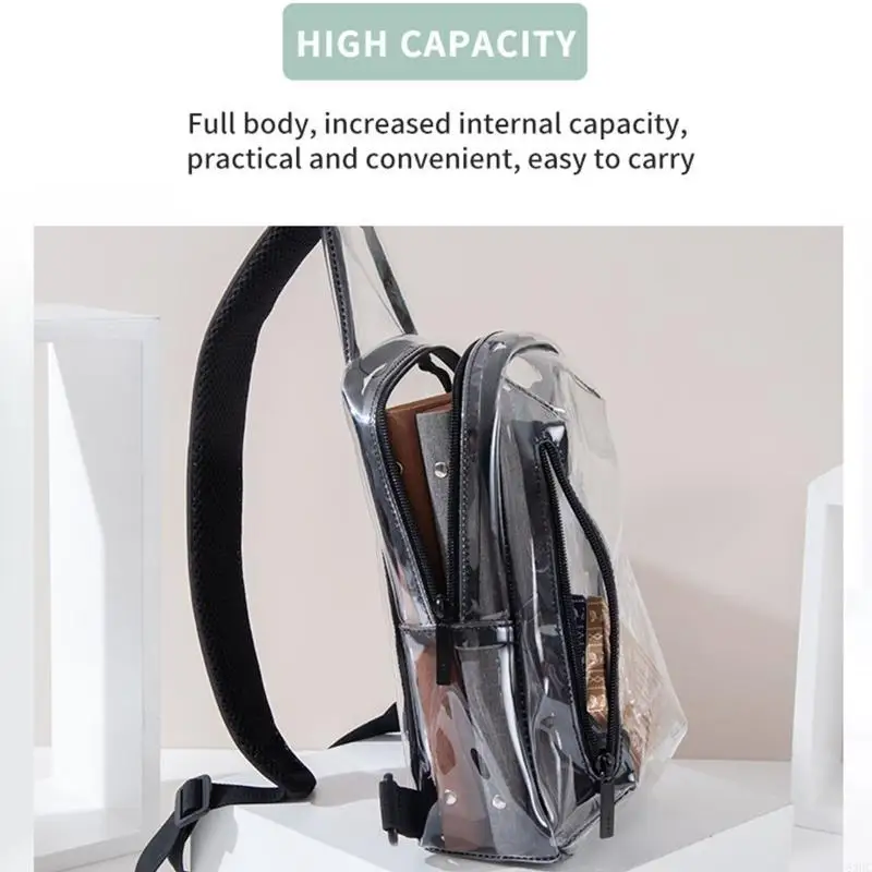 

63HC Clear Sling Bag PVC Crossbody Shoulder Bags Transparent Casual Chest Phone