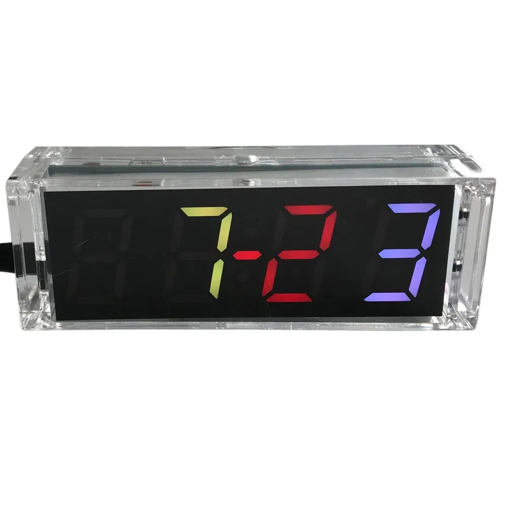 Electronic Clock DIY Kit Temperature Meter Digital Colorful LCD Display with Alarm Time/Date DC 5V 4 Bit Soldering Practice