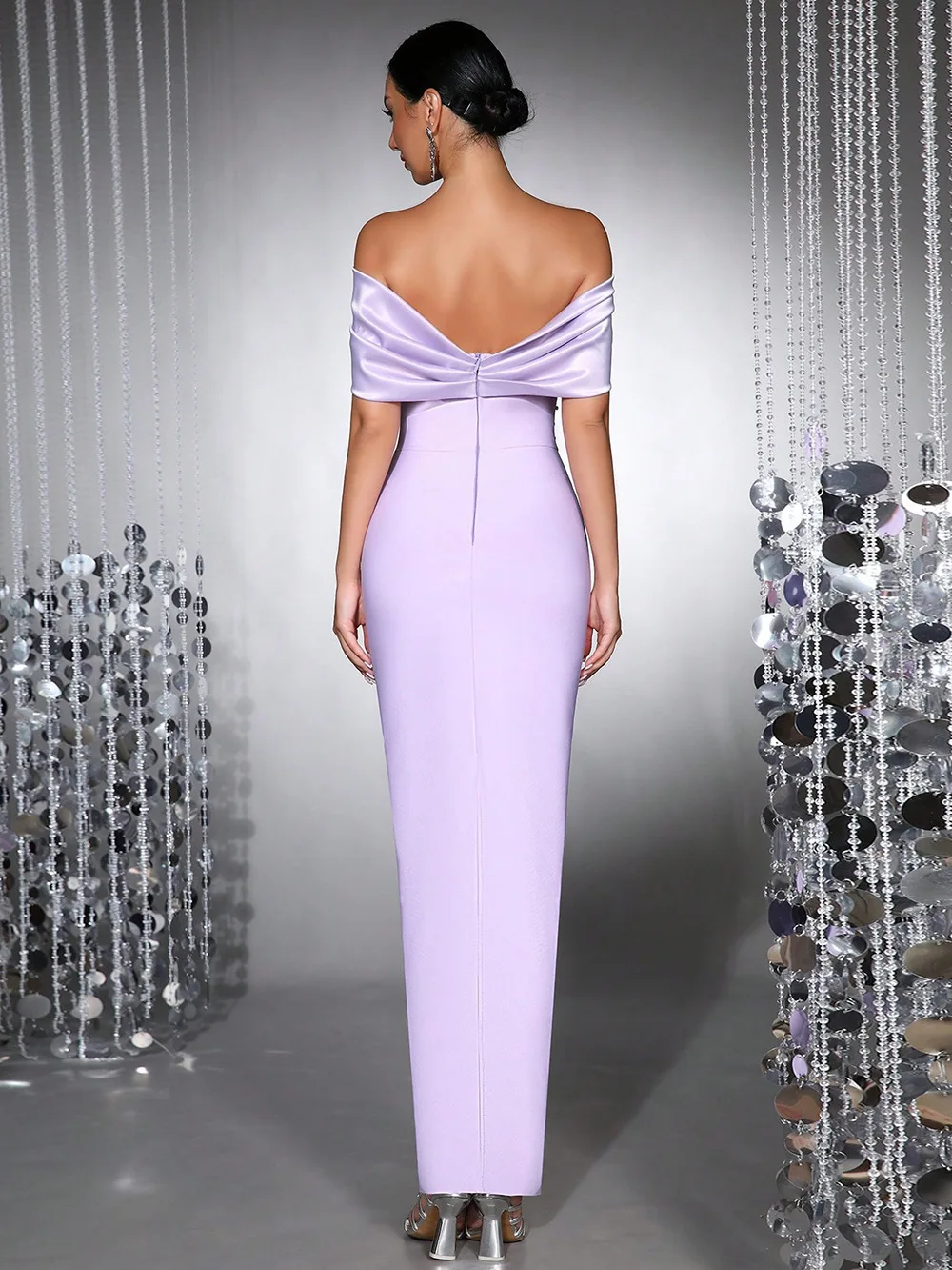 

European And American New Women'S Clothing Diamond Sexy Off Shoulder Slim Fit Elegant Temperament Banquet Gowns Dress