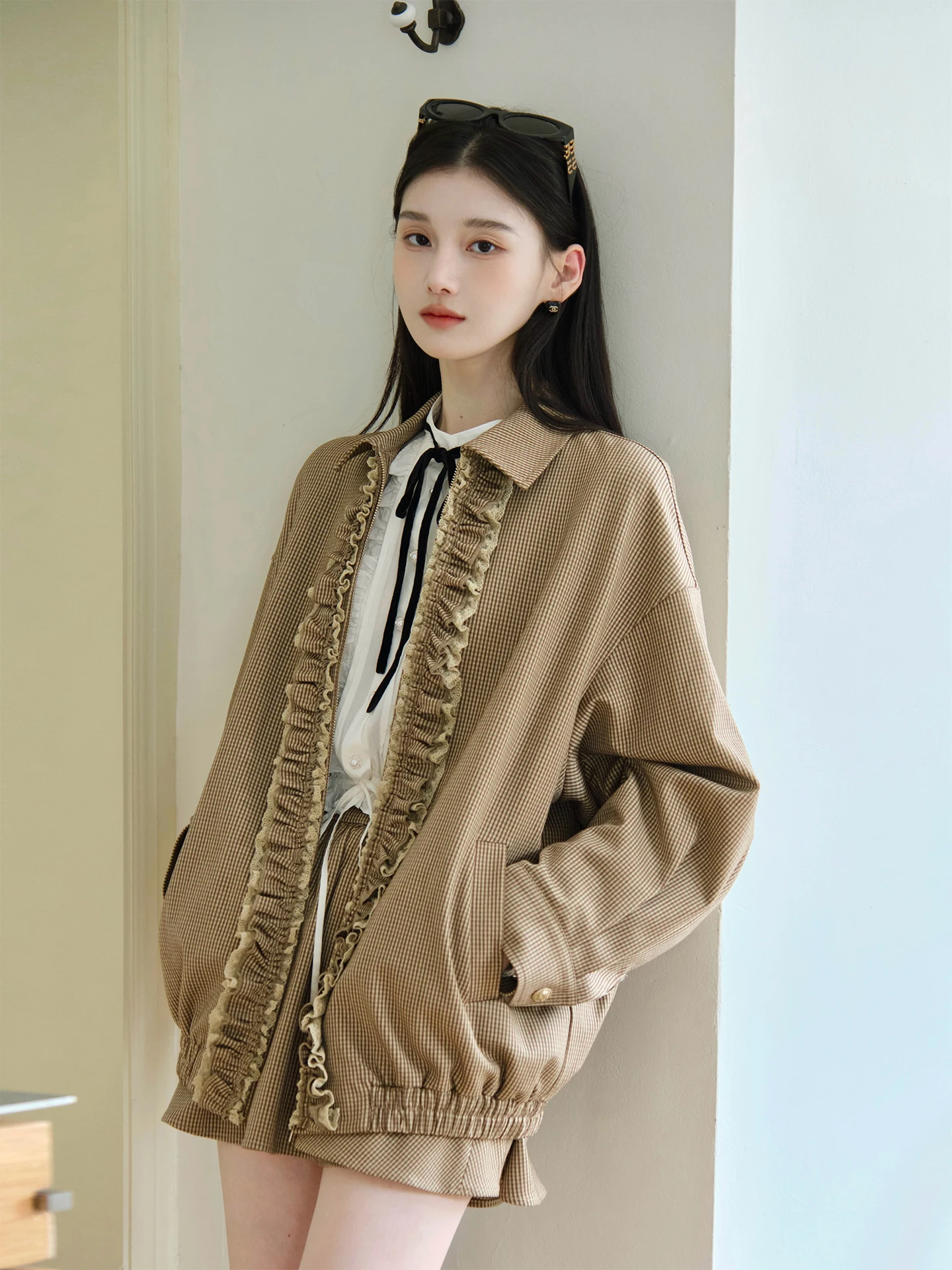 

ChillCozy японский летний наряд из смеси хлопка Sle Haax с деревянной юбкой с рюшами и женским комплектом из двух предметов Jaet