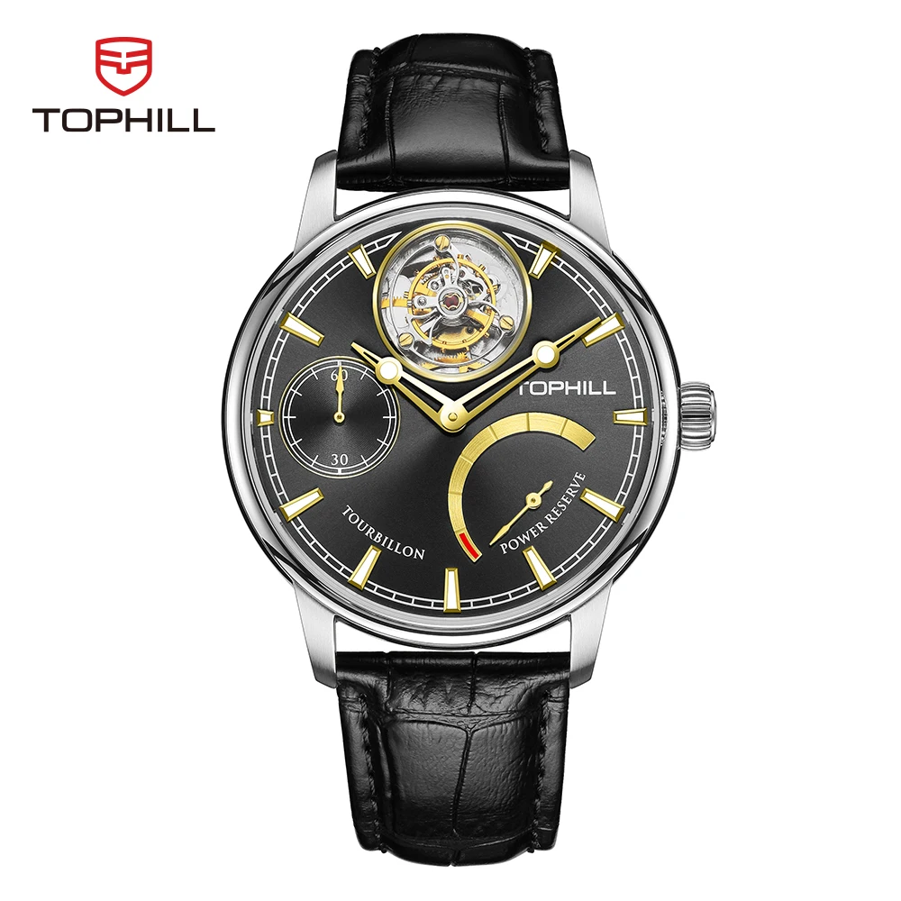 

TOPHILL автоматические роскошные часы с турбийоном, механические часы со скелетом для мужчин, водонепроницаемые 5 бар с сапфировым стеклом, мужские наручные часы