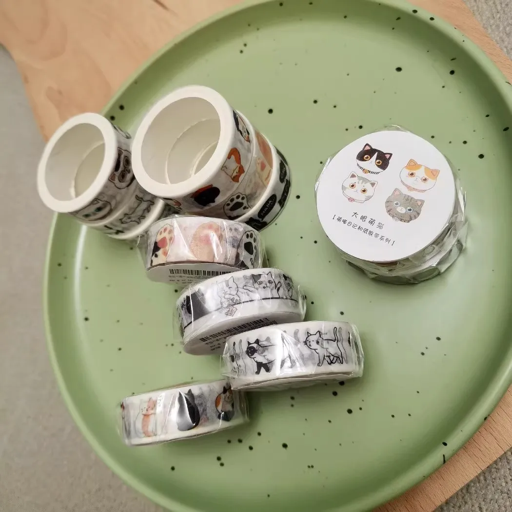 1 قطعة/6 قطعة الإبداعية لطيف القط اشي ورقة الشريط الزخرفية فتاة لطيف الكولاج الأساسية حساب اليد حساب اليد الزخرفية #2