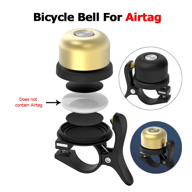 Bicycle Bell For AirTag Bike Mount GPS Tracker Waterproof Brass Holder Hides AirTag Under Bike Bell Anti-Theft Bike Accessories