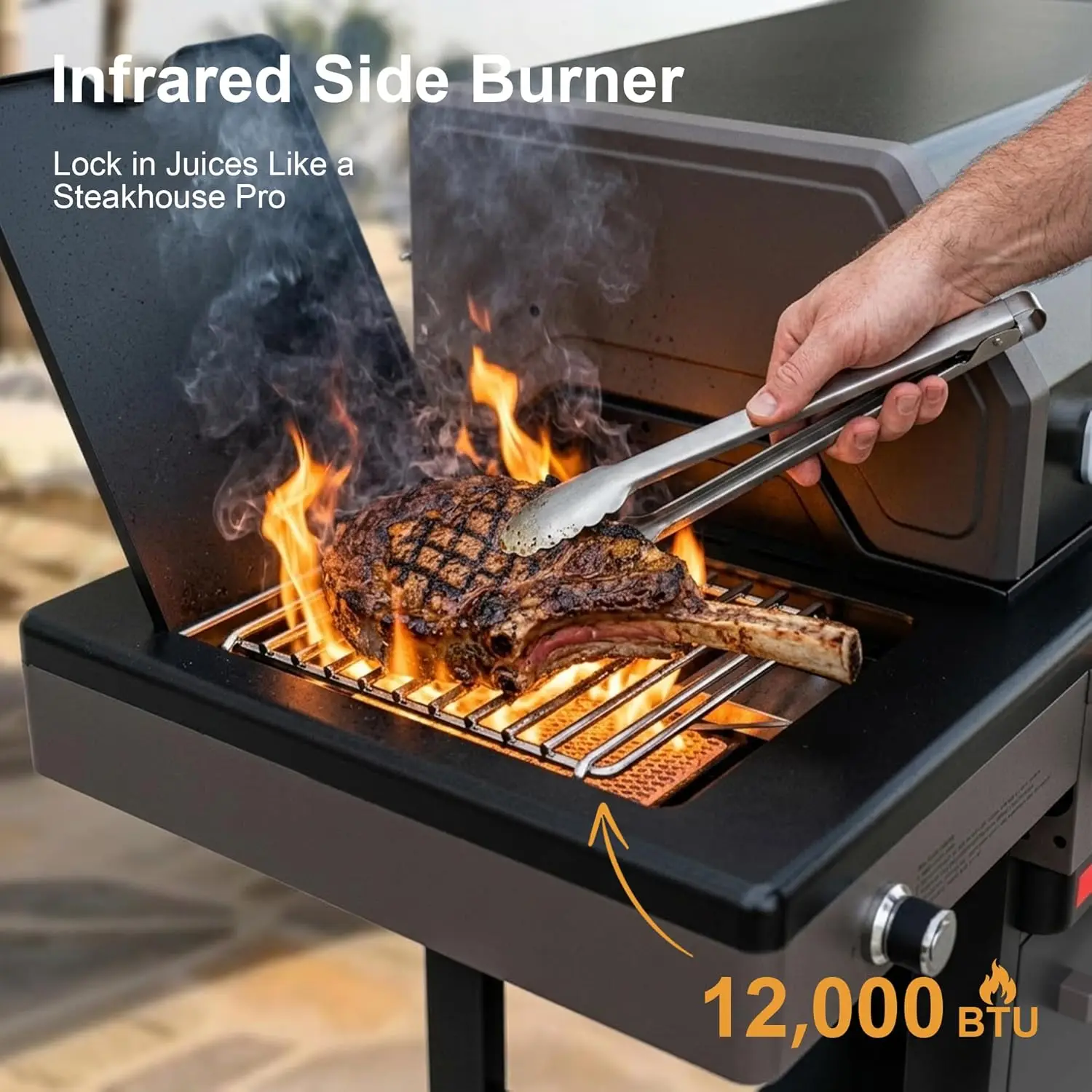 

4 Burner Propane Gas Grill 52000BTU Infrared Side Burner Porcelain Cast Iron Diamond Grates Griddle Outdoor BBQ, Custom