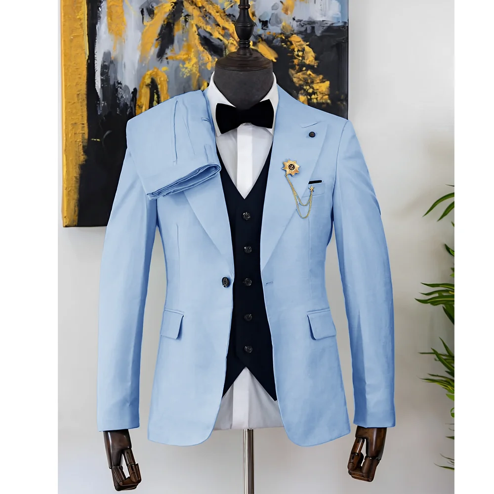 

Formal Suit for Men Wedding Groom Tuxedo 3-piece Suit Tailored Outfit Slim Fit Jacket Pants Vest Business Men's Suit