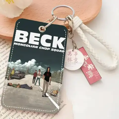 1pc B-Beck Mongolian Chop Squad Anime Card Case Keychain Access Card Bag Key Tag Ring Leather Card Holder Key Ring Access