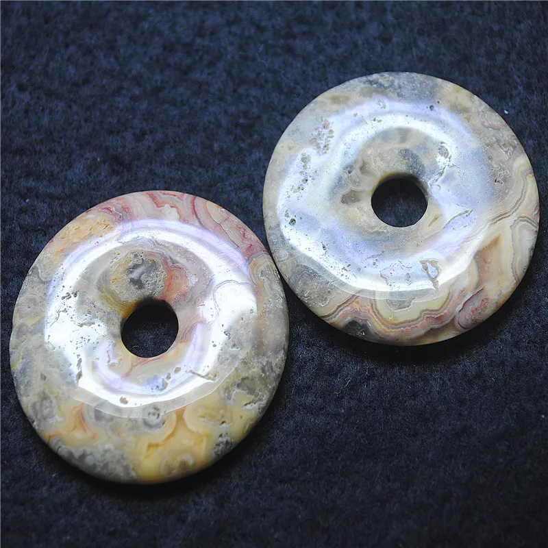 2PCS Fashion Women's Pendants Nature Crazy Agate Stone Donuts Shape 50MM DIY Jewelry Findings Free Shipping Faster Wholesale