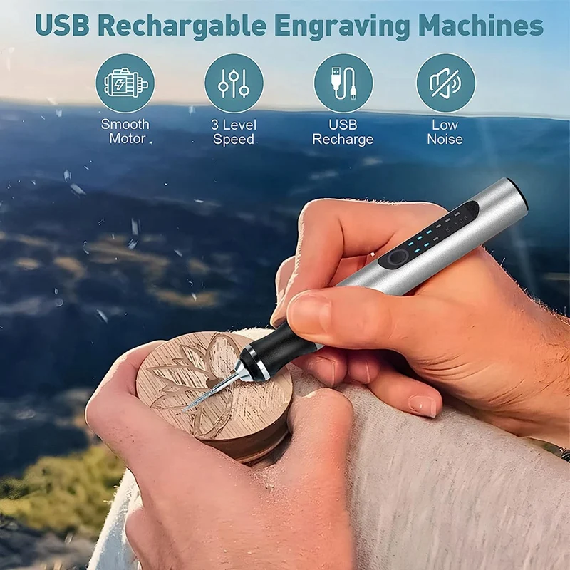 Penna per incisione elettrica USB ricaricabile macchina per incisione Cordless portatile fai da te incisore argento per gioielli pietra di legno