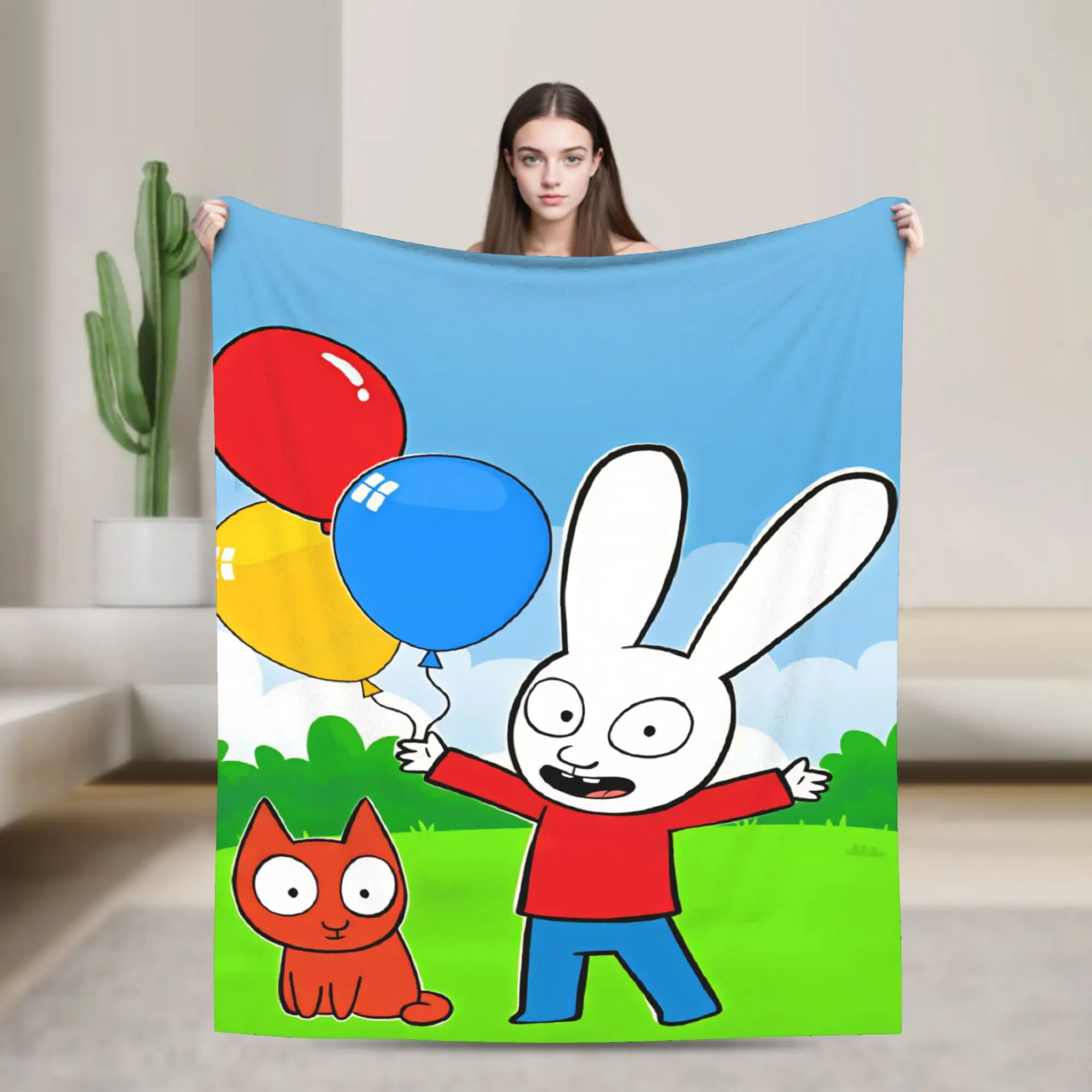 Warm Soft Blanket Airplane Travel Simon Super Rabbit  Bedding Throws  Flannel Bedspread For Bedroom Funny Sofa Bed Cover