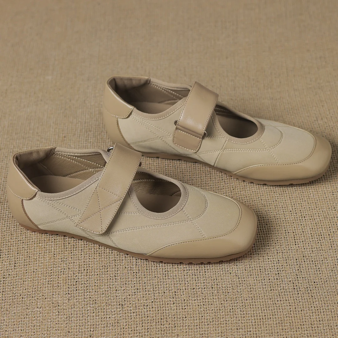 

Большие размеры 34-41, женские кроссовки из коровьей кожи и лайкры в стиле пэчворк, с узкой полосой на липучке, без шнуровки, кроссовки Мэри Джейн на плоской подошве, повседневная повседневная обувь