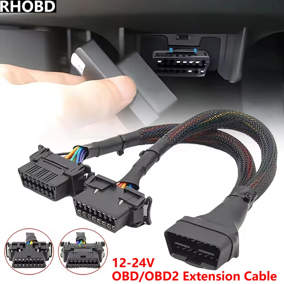 

НОВЫЙ популярный удлинительный кабель OBD2 «папа» и «мама» с 16 контактами, доступен для подключения преобразованного инструмента OBD-адаптера 1 в 2