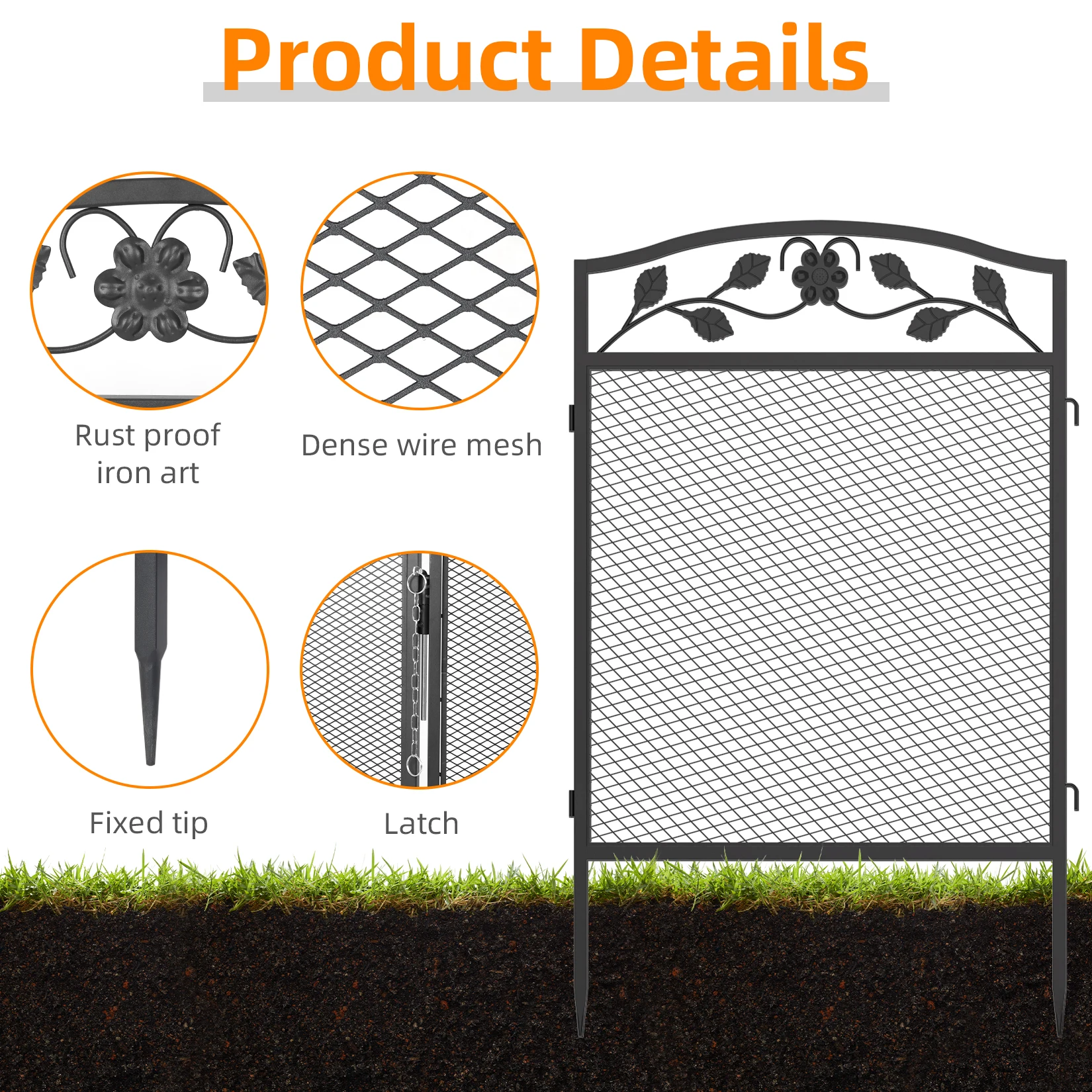 5pcs Iron Garden Decorative Fence Panels Lawn Border Metal Animal Barrier for Outdoor Landscape Decor