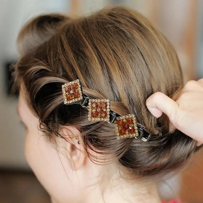 Stylish Clover Hair Clips Rhinestone Hair Clips Durable Hair Pin Clips With Good Material Korean Style For Daily Use For Women