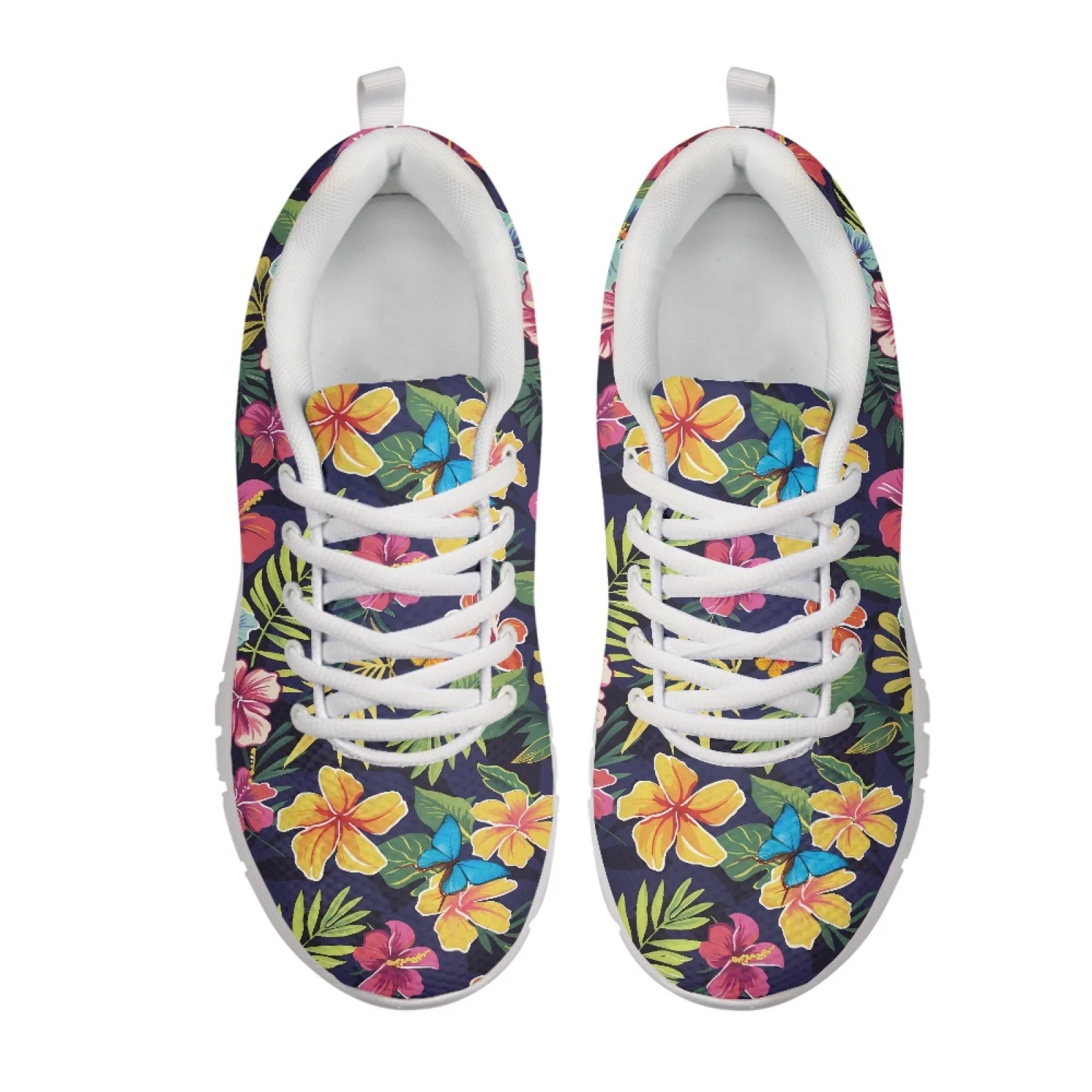 Coloranimal Tropical Plants Lace Up Tennis Shoes for Men Mesh & EVA Sole Mens Athletic Trainers for Outdoor