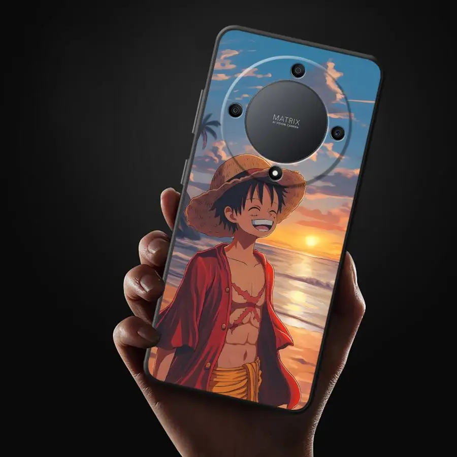 Case for Honor X5b 90 X8 70 X9a Magic5Lite X7 200 400 Lite 8X X6 Black Soft Phone Cover One Piece Sky Luffy