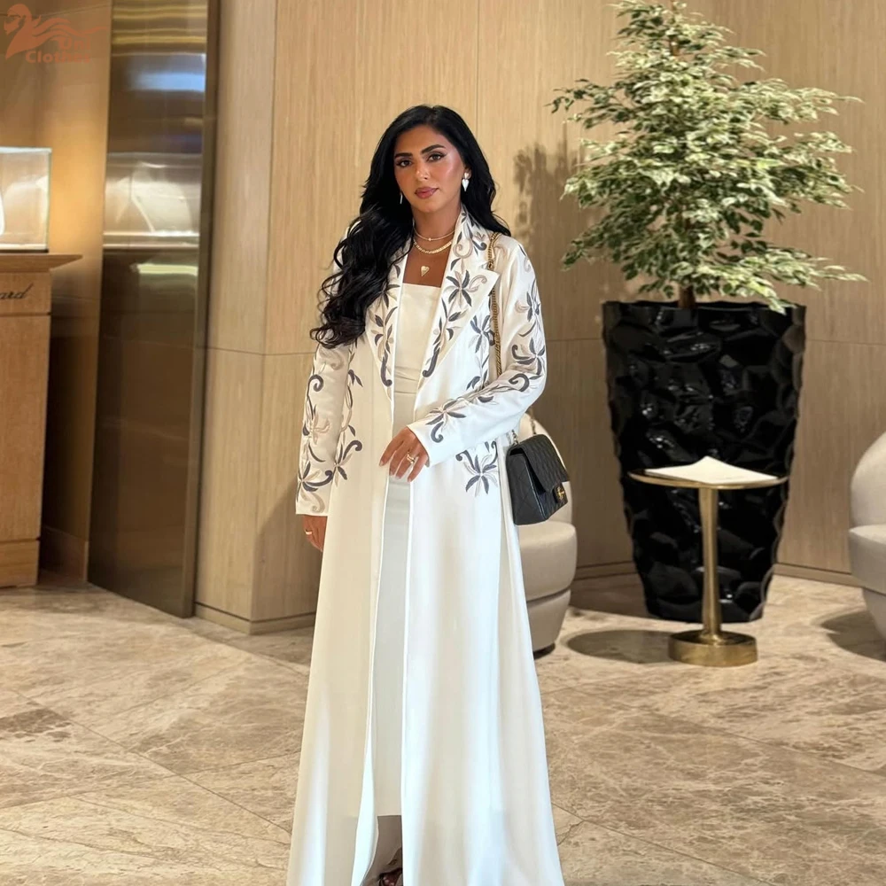 

Новое мусульманское однотонное открытое женское платье с вышивкой абайи, Дубай, Турция, кафтан Джалабия, кардиган, халат Рамадана, исламская одежда