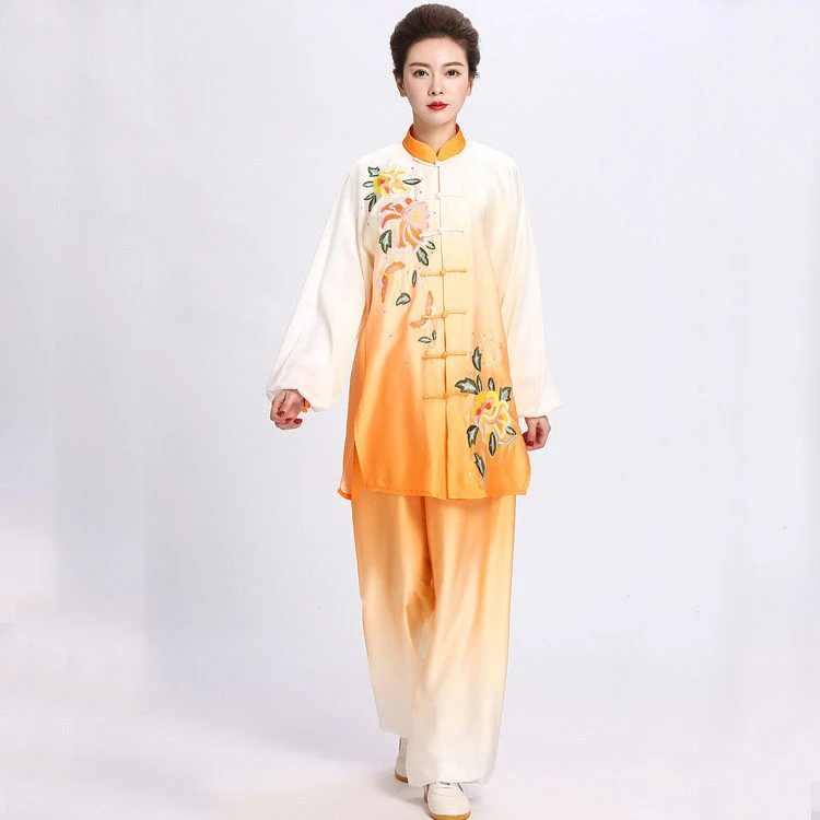 Women's Tai Chi Suit New Arrival Gradient Orange Embroidery Performance & Training Wear