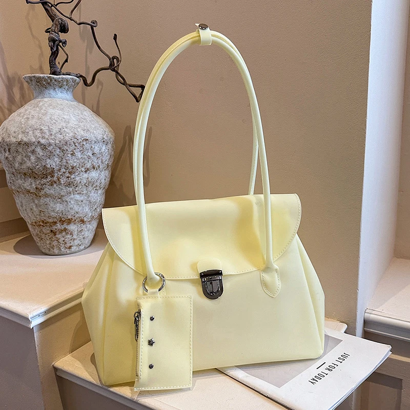 Korean Jelly Tote Bag Candy Color Frosted Semi Transparent Shoulder Bag Large Capacity Summer Casual Travel Commuter Handbag