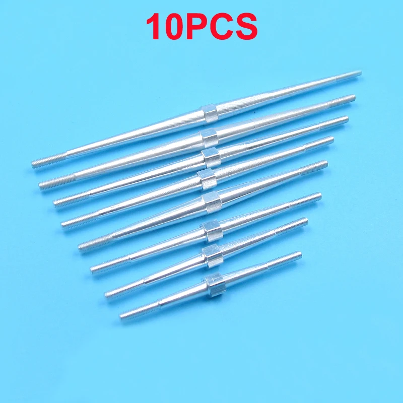 10PCS Both End with Thread Aluminum Alloy Pushrod M3 Positive Negative Thread Pull Rod Length 100/110/120/130mm for RC Model