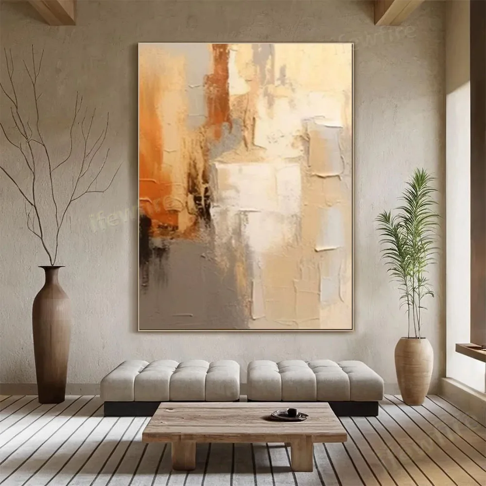 100% hand drawn brown texture abstract oil painting original wall painting home living room decoration paint interior aesthetics