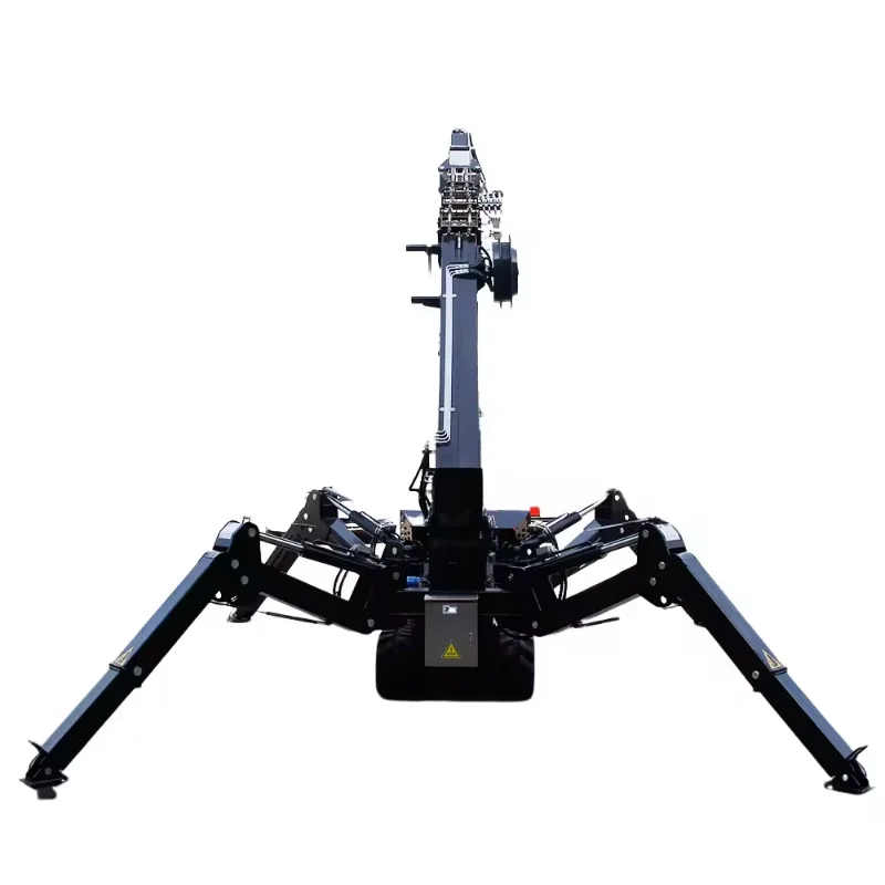 360 Degree Rotation Spider Crane Outdoor Portable Mini Spider Cranes 1.2 Ton Telescopic Boom Crawler Spider Crane For Lifting