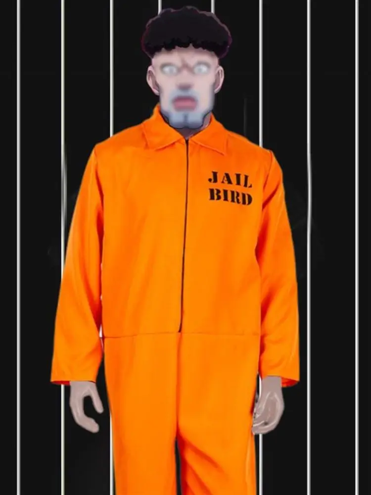 

Новый костюм заключенного на Хэллоуин, мужской тематический парк для взрослых, тюремный костюм, одежда для косплея, M, настраиваемый китайский сценический костюм