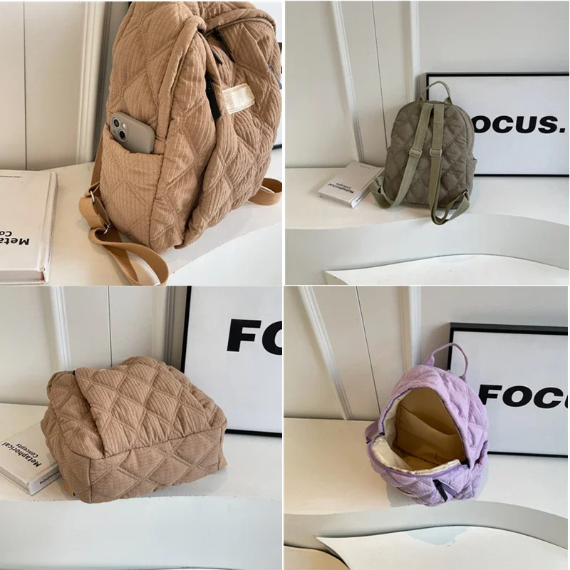 Meninas moda tendência leve algodão sacos de viagem para ultraleve inverno espaço quente para baixo mochila feminina escola mochila sacos