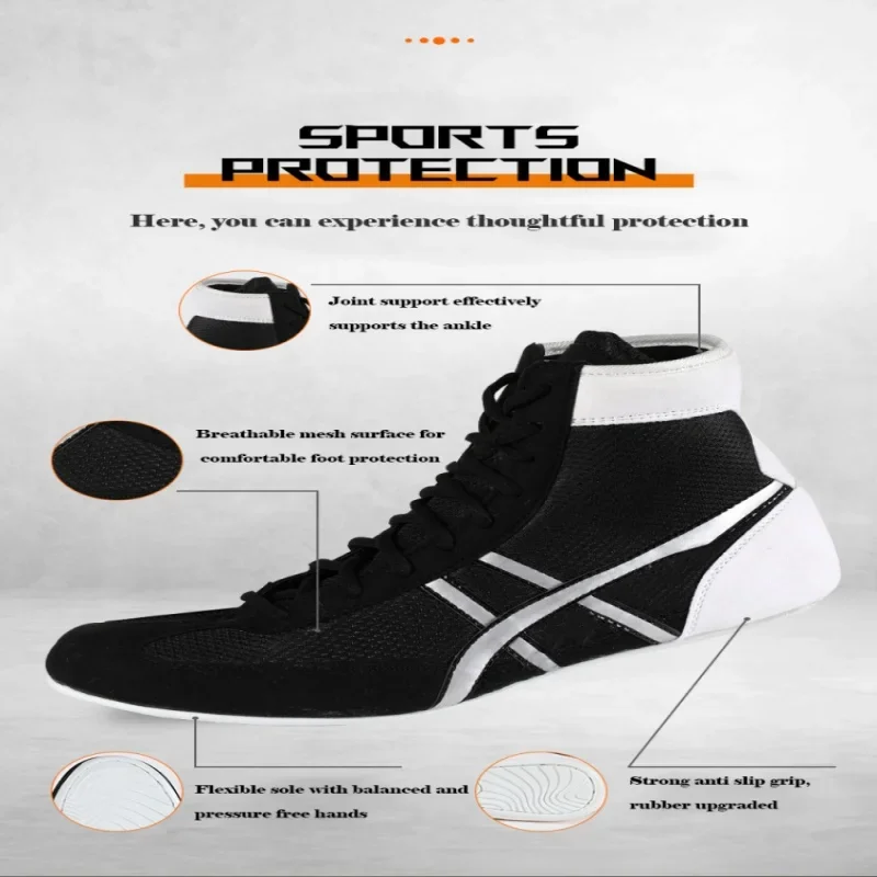 Weightlifting shoes boxing shoes breathable wear-resistant non-slip wrestling shoes fighting sports shoes gym training shoes image 2