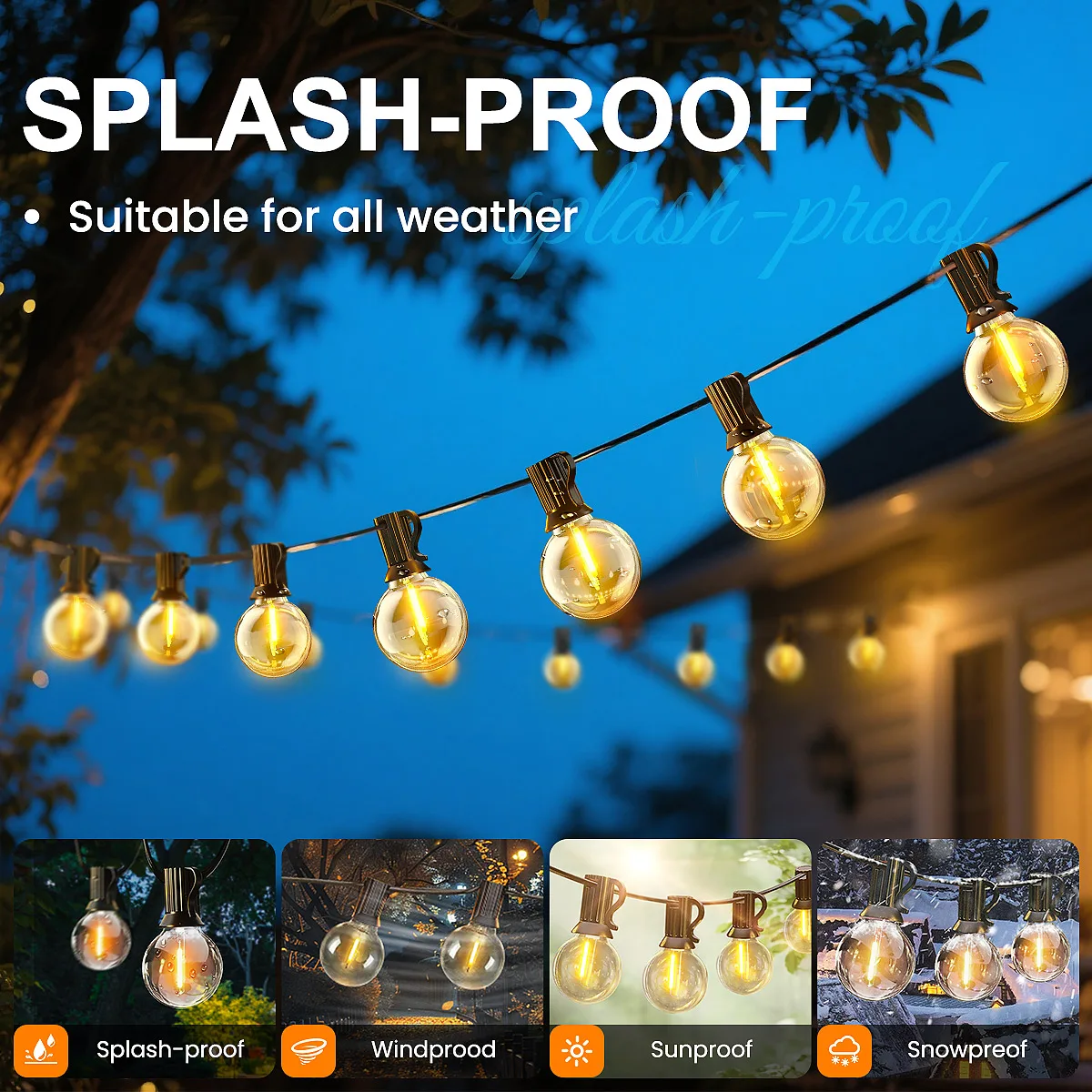 LED G40 Globe String Lights Outdoor with EU Plug, Shatterproof Plastic Blubs Connectable Patio Lamps for Garden, Party