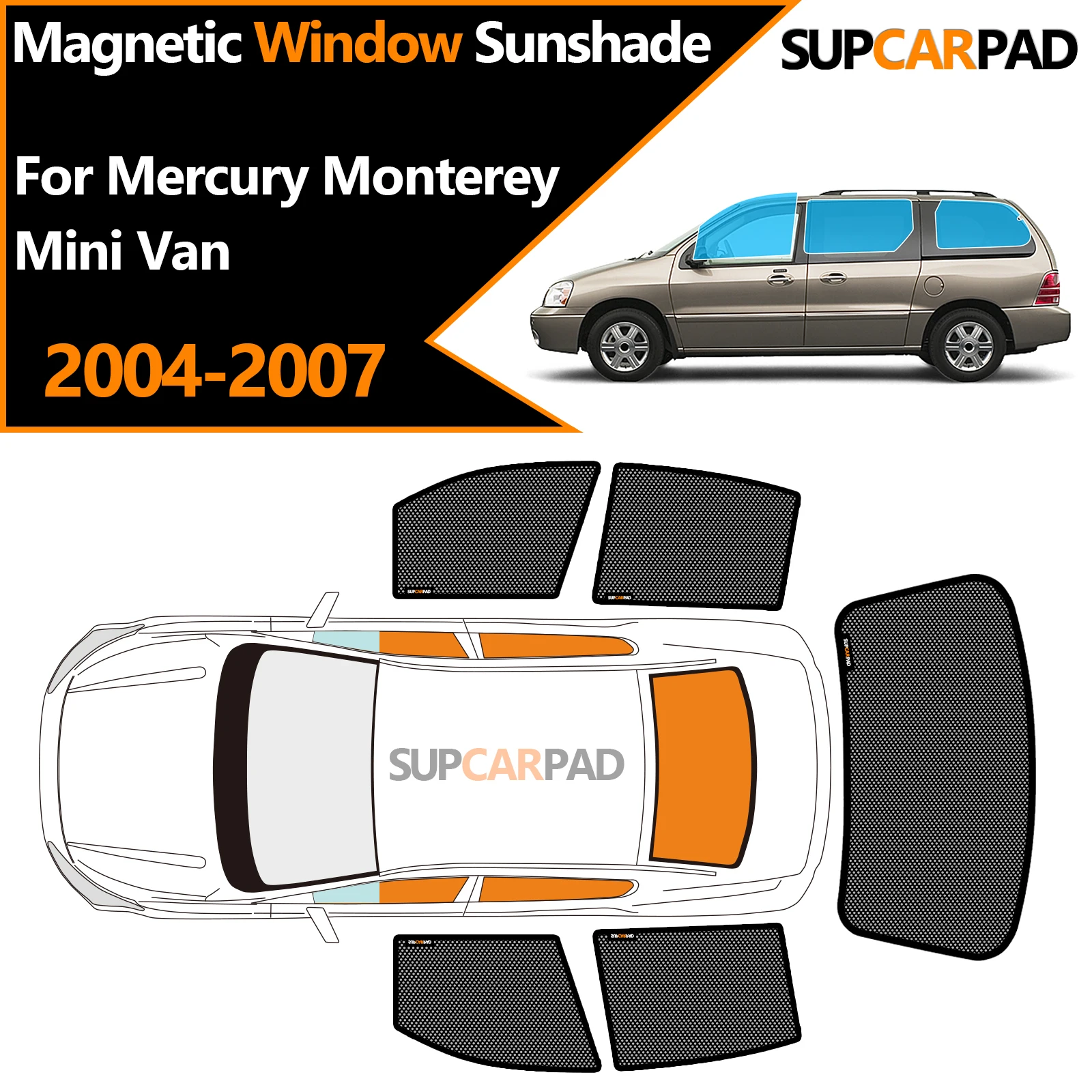 

Custom Car Window Sunshade For Mercury Monterey Mini Van 2004-2007 Magnetic Curtain Mesh Front Windshield Frame Curtain