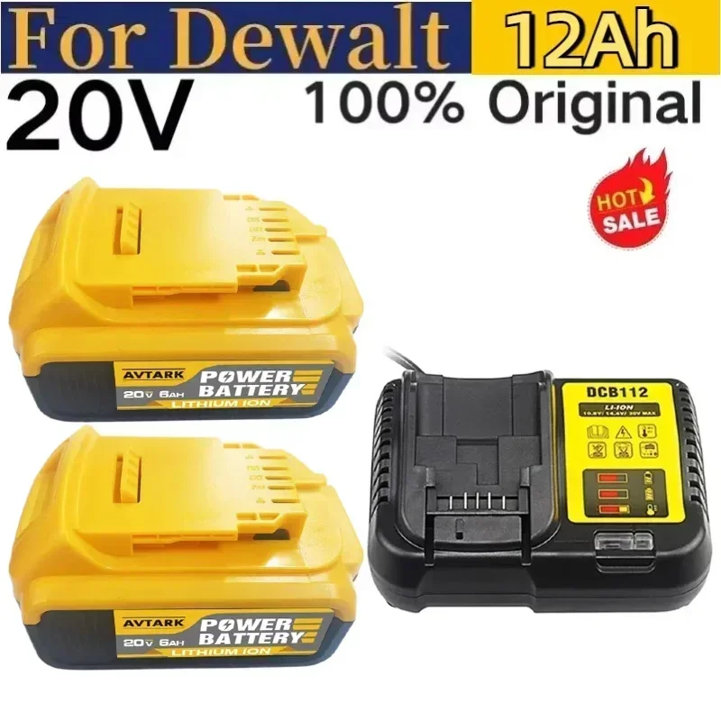 

20V DCB200 12000mAh Rechargeable Li-ion Battery for DeWalt DCB206 DCB205 DCB204-2 Power Tool Battery 20 Volt MAX With Charger