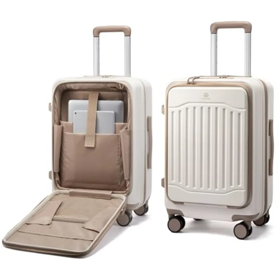 

LOVEVOOK Carry On Luggage 22x14x9 Airline Approved Expandable Hard Shell Suitcase with Spinner Wheels USB Charging Port Front P