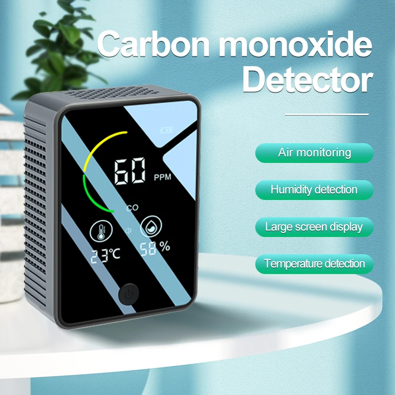 Mini Carbon Monoxide Detector CO CO2 Air Quality Portable Monitor HD LED Screen USB Charging for Indoor and Travel