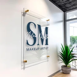 Placa acrílica personalizada para salón de belleza, letrero de negocios con logotipo impreso UV, placa de Perspex, decoración estética de pared para estudio de uñas y oficina
