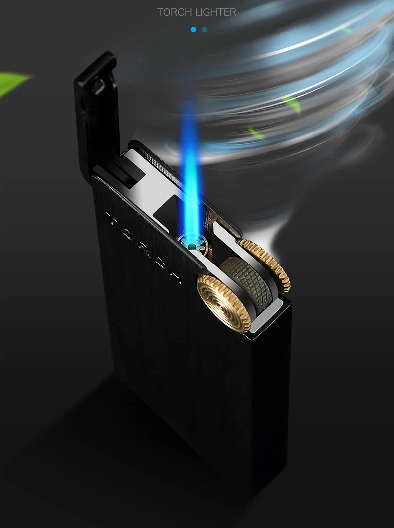 Winddichte Fackel, Schleifscheiben-Feuerzeug, Zigarren-Sprühpistole, Tragbares Feuerzeug, Küchen- und Outdoor-Artikel, Blaue Flamme, Raucherzubehör, Geschenk für Männer – Detail 2