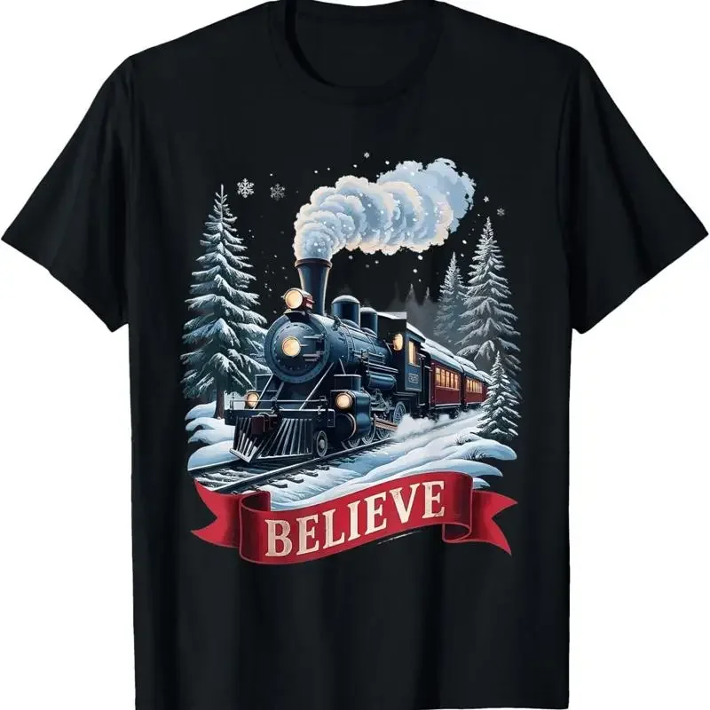 All Aboard Polar Express Christmas North Pole Xmas Santa Tee T-Shirt