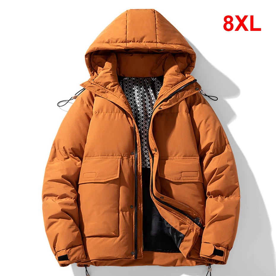 

Winter Down Jacket Men Winter Puffer Jackets Plus Size 8XL Down Coat Male Fashion Casual Hooded Down Jackets Big Size 8XL