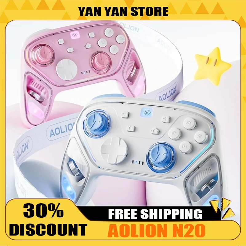 

Игровой контроллер Aolion N20, серебряный джойстик Hall для Nintendo Switch2, ПК Steam Ios, Android, планшет, Bluetooth, геймпад, аксессуары